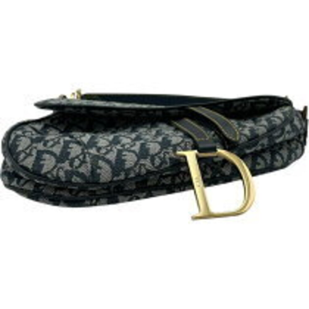 Christian Dior Saddle Bag Navy Blue Trotter Canvas Shoulder - Picture 4 of 11